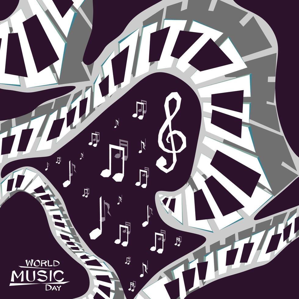 World Music Day concept design, June 21st. Poster,card, inventation for a holiday of music, musical festival, piano day, classical music or jazz festival vector