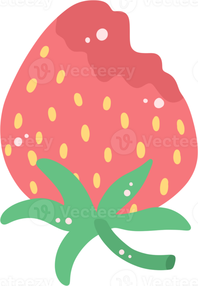 A strawberry with a green leaf on it png