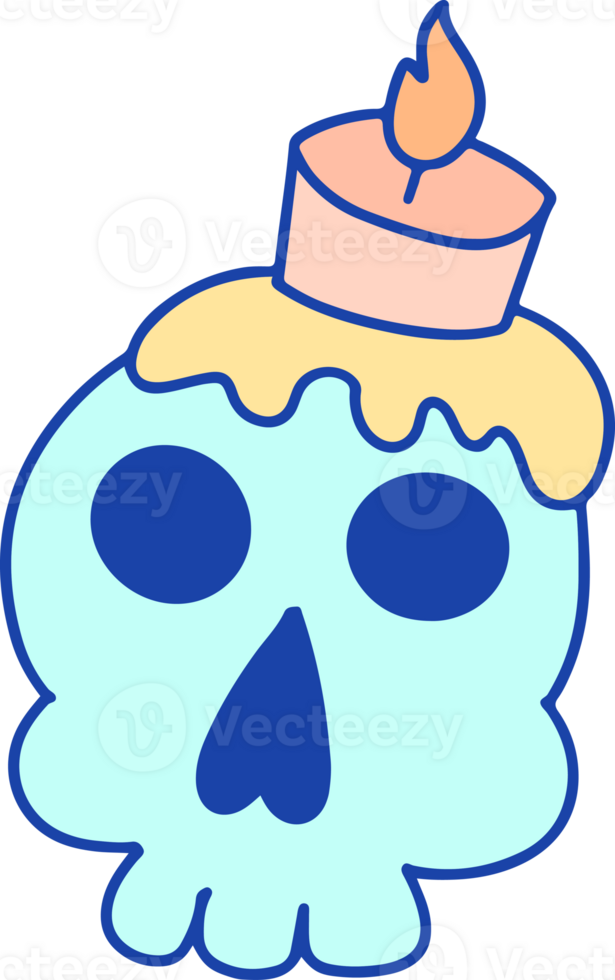 A skull with a candle on top png