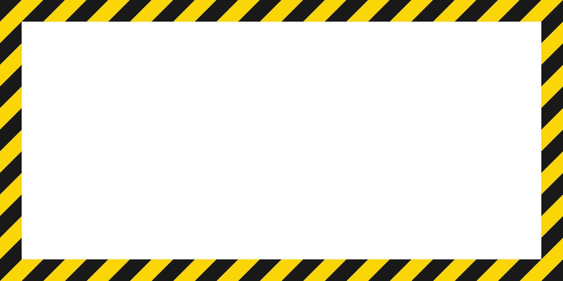 A clean white space surrounded by a striped border pattern featuring alternating yellow and black diagonal lines, suggesting caution or a restricted zone. vector