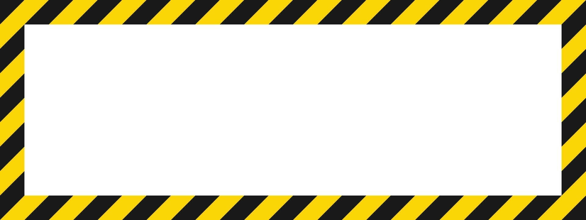 Image shows a rectangular border with black and yellow diagonal stripes, surrounding a blank white space in the center, creating a cautionary signal. vector