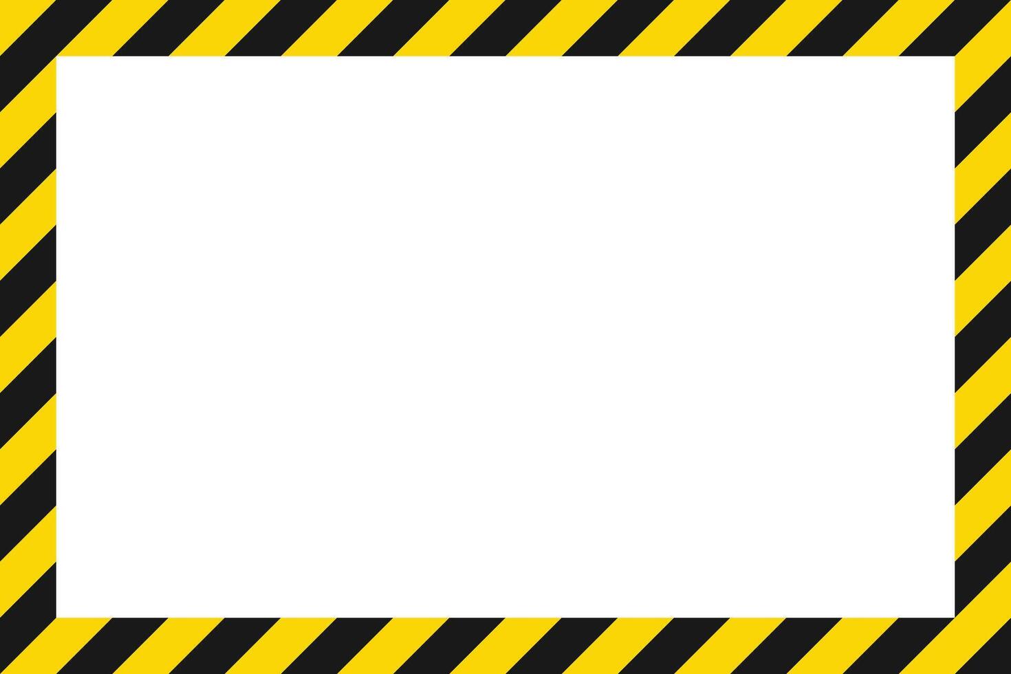 The image shows a rectangular frame with black and yellow diagonal stripes. The frame creates a blank white space, suitable for hazard warnings or alerts. vector