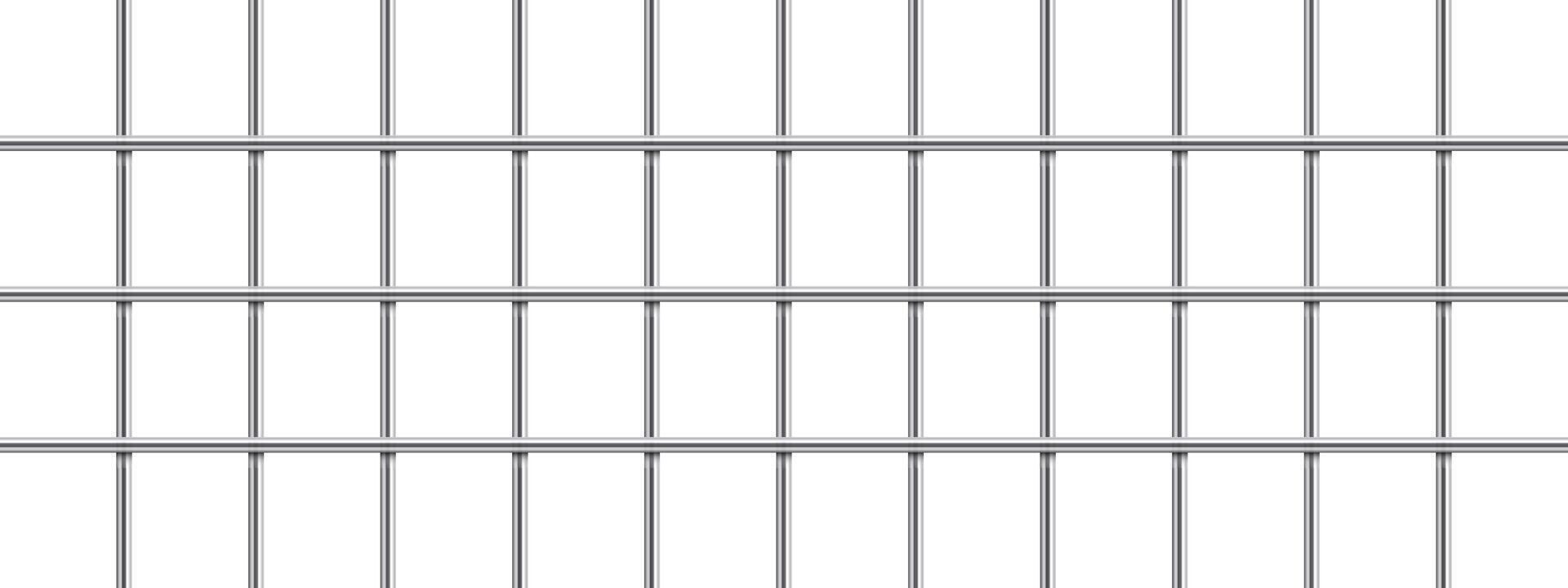A detailed view of a metal grid structure against a bright white backdrop. The grid consists of evenly spaced horizontal and vertical bars forming symmetrical squares. vector