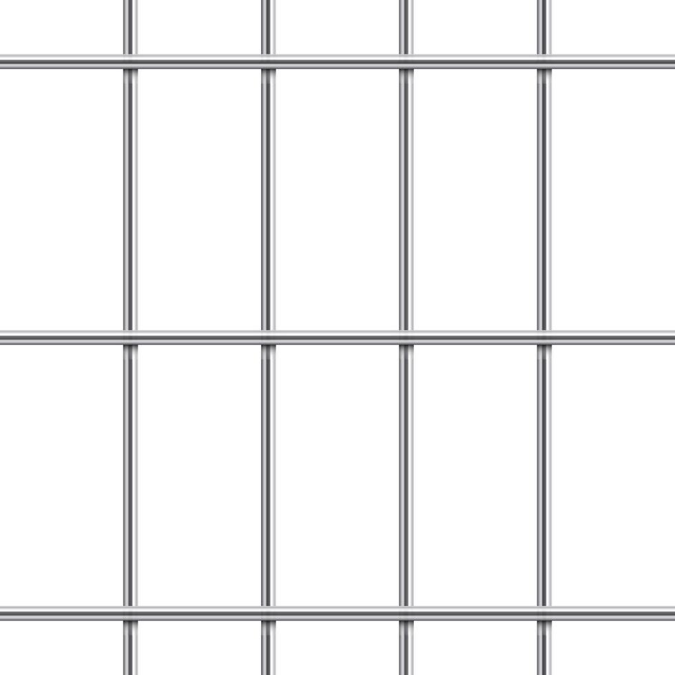 A repeating pattern of metal bars against a white background, forming a simple yet strong grid structure with clean lines and a monochromatic color scheme and shiny reflections. vector
