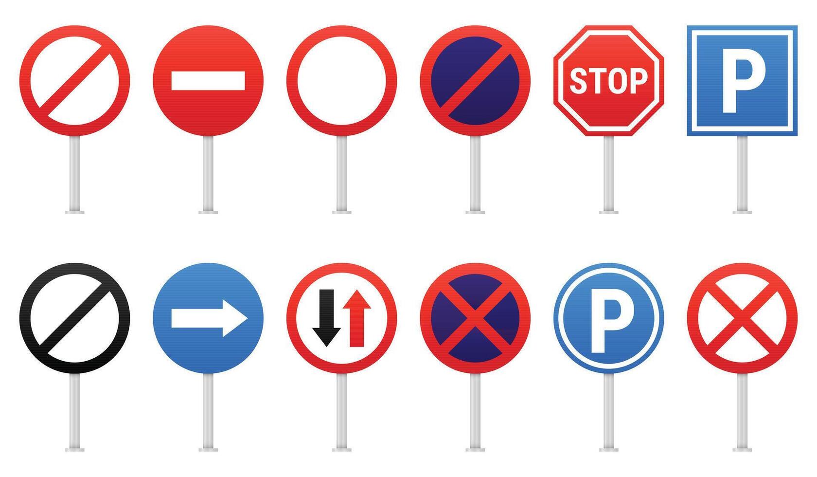 Various traffic signs for road regulations vector
