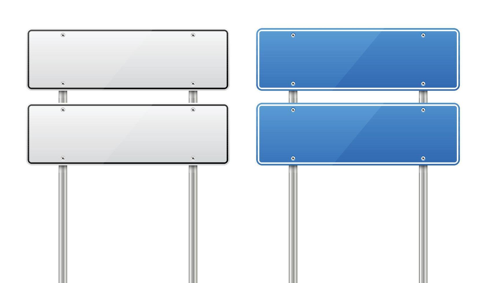 Blank and blue direction road signs vector