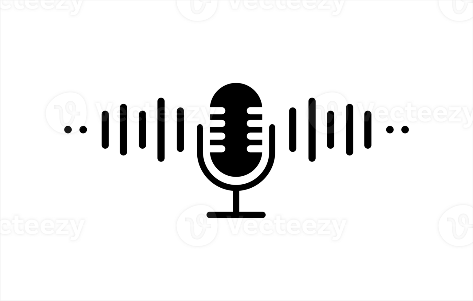 Microphone icon. Black Audio speech podcast mic symbol on transparent background png