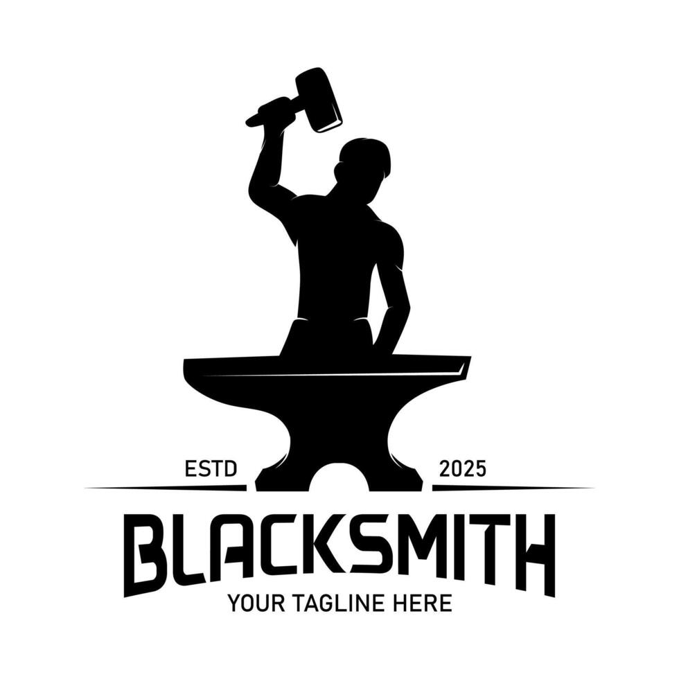 blacksmith logo silhouette vector