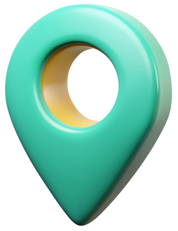 Modern 3D Location Pin Icon with Transparent Background for Mapping Applications png