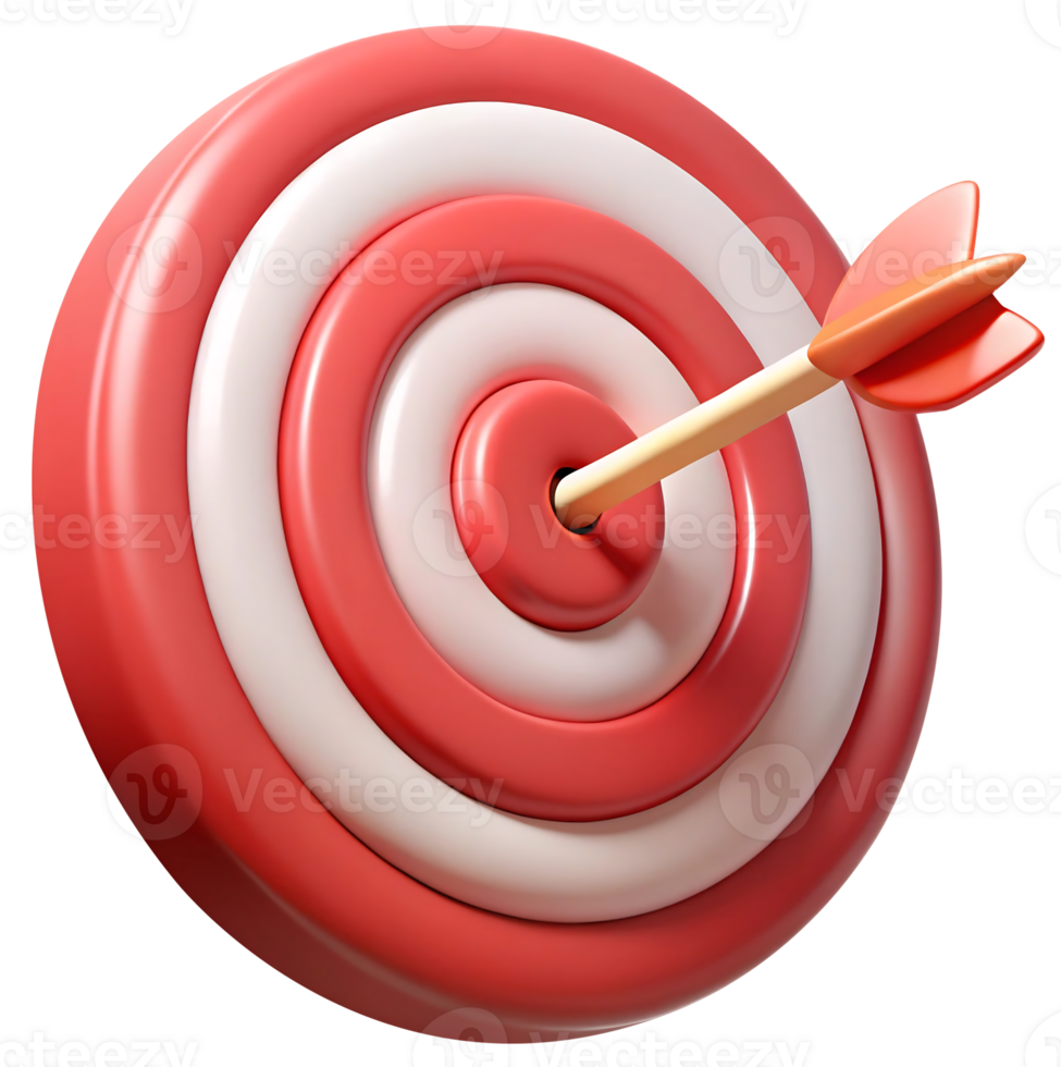 3D Target with Arrow in Red and White Design for Business Goals and Success png