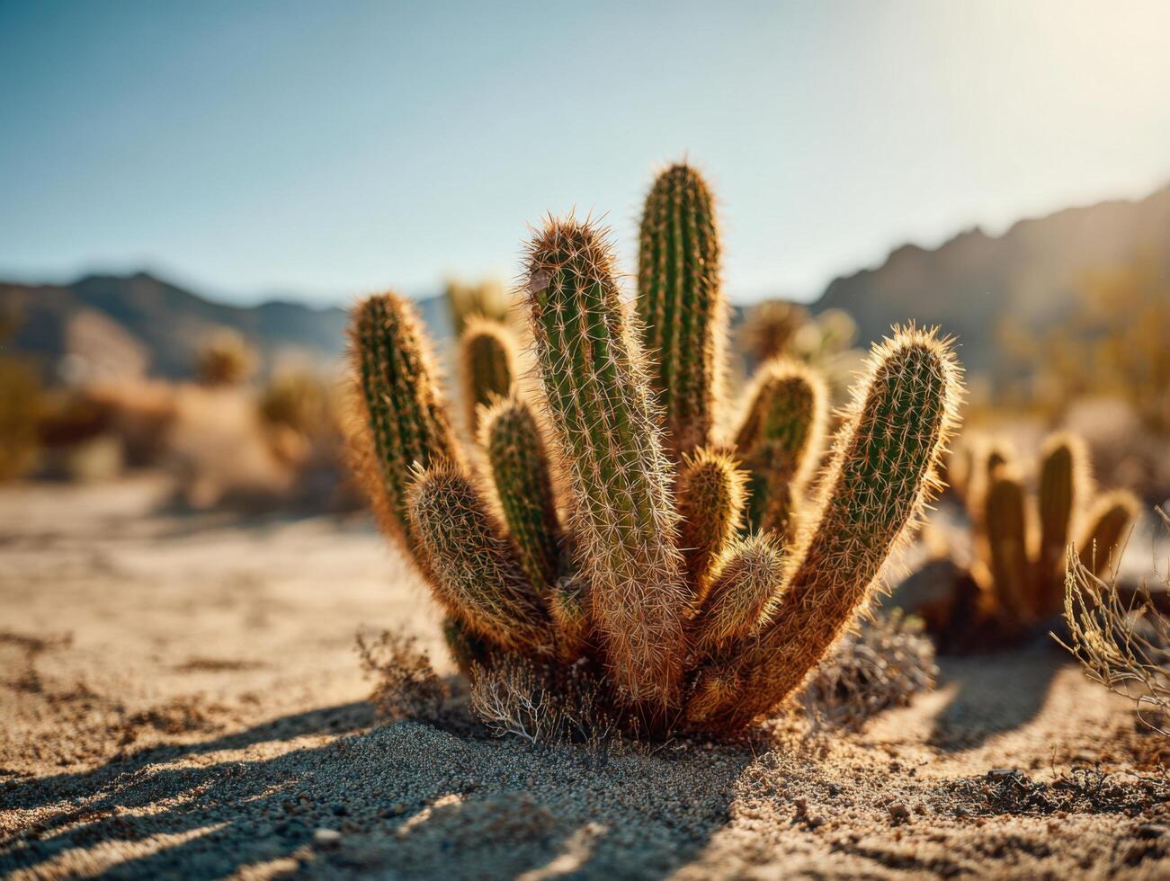 Iconic Desert Scenery With A Cluster Of Big Cacti photo