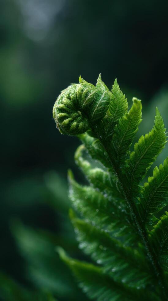 Natures Elegant Unraveling An Unfurling Fern Frond photo