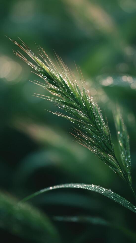 Natures Fragile Beauty In A Dewy Grass Blade photo