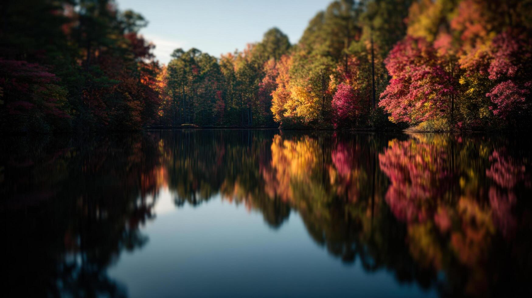 Picturesque Reflections On A Calm Lake In Autumn photo