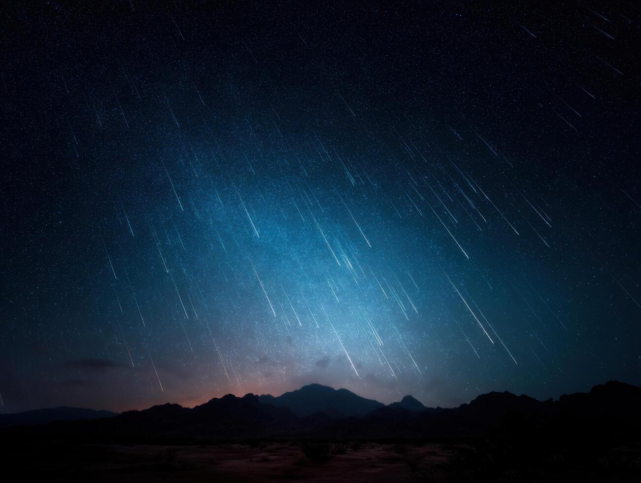 Streaks of Light from a Meteor Shower at Night photo