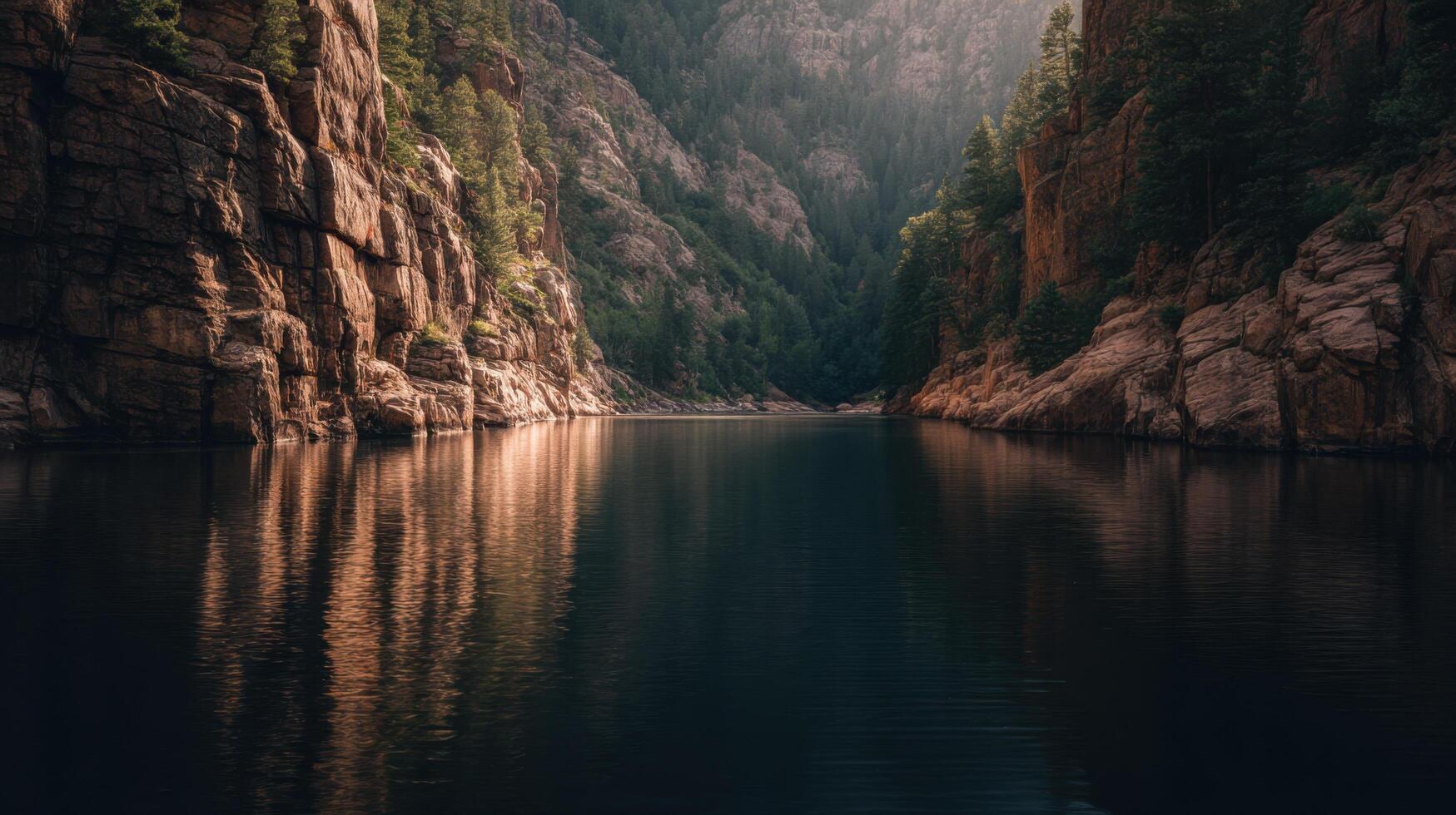 The Ancient And Secluded Depths Of A Lake In A Canyon photo
