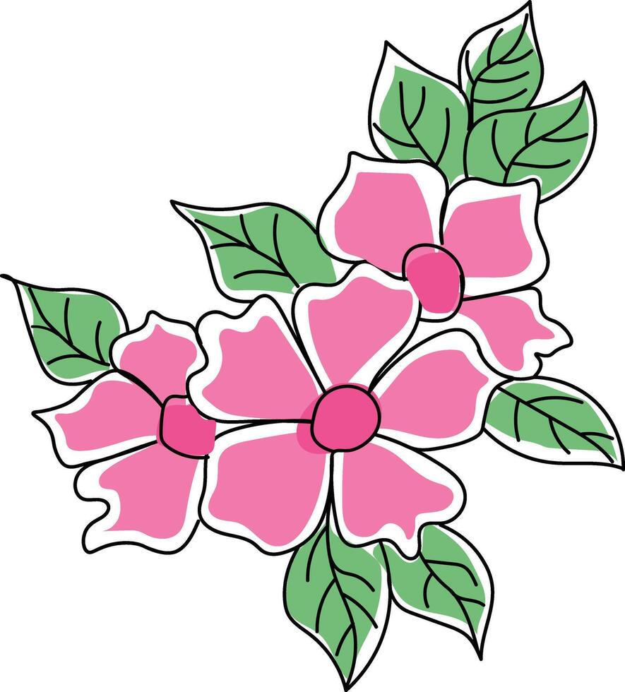 One Line Drawing Pink Flowers vector