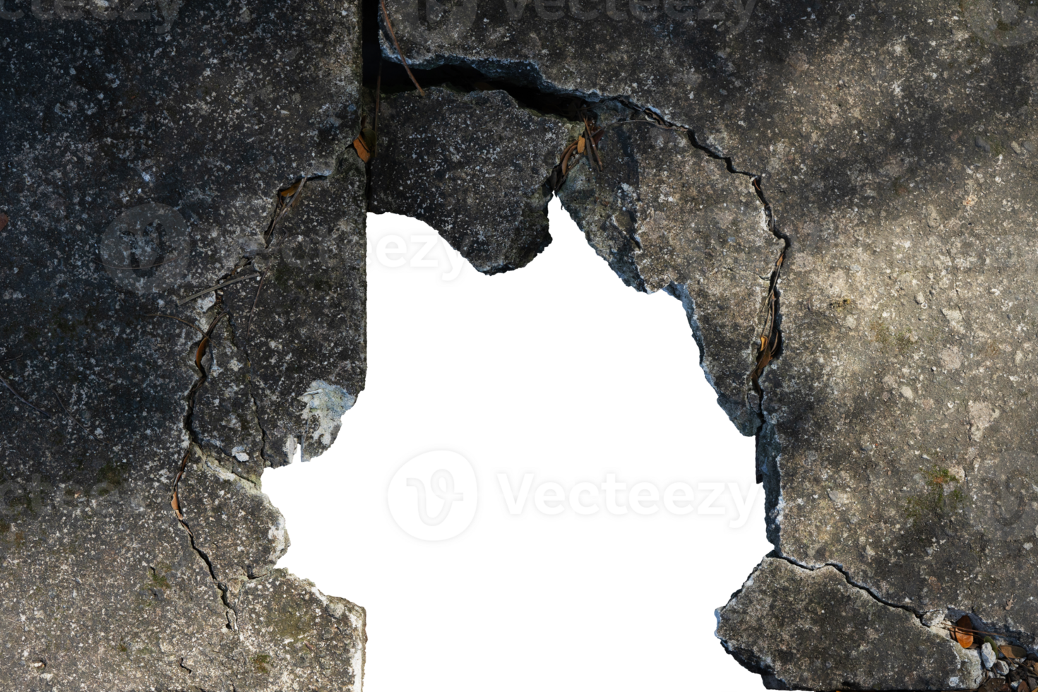 broken hole concrete copy space frame png