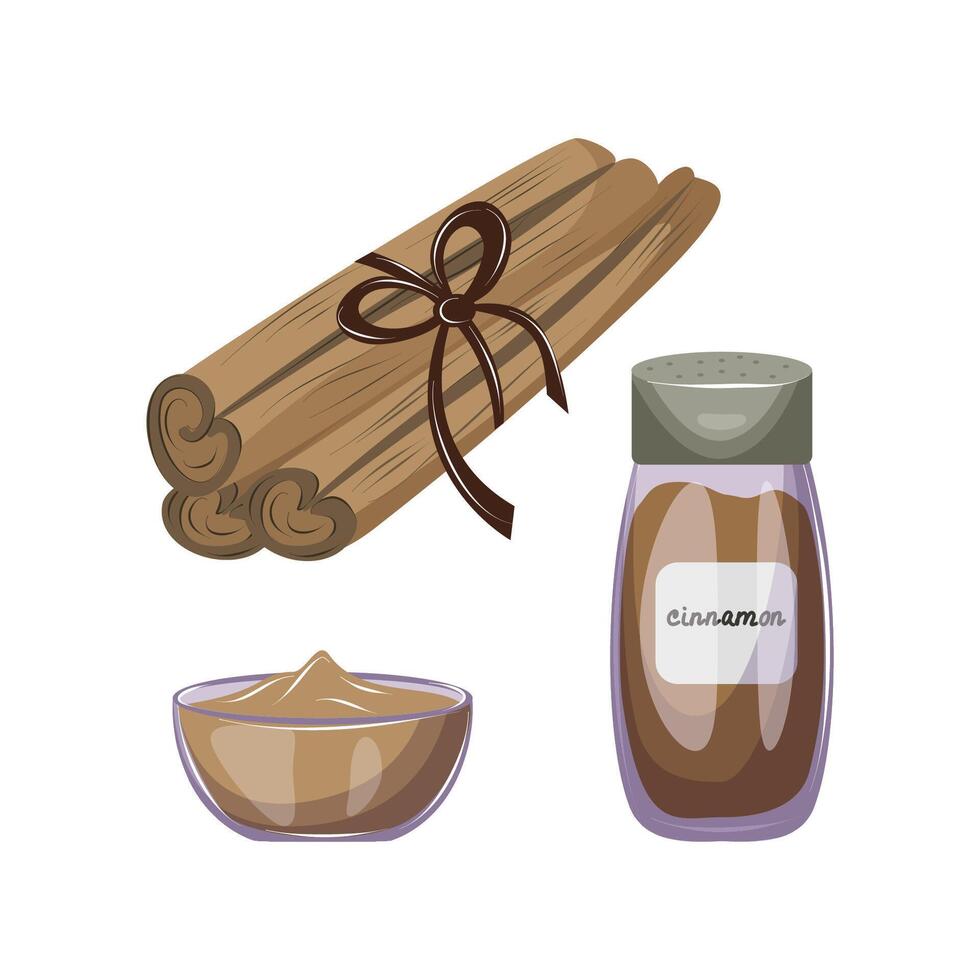 Cinnamon sticks and powder image vector