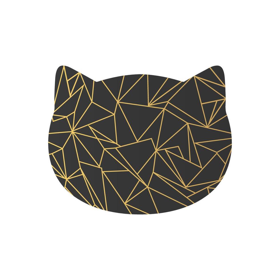 Cat head abstract silhouette with crystal pattern. Crystal cat face vector