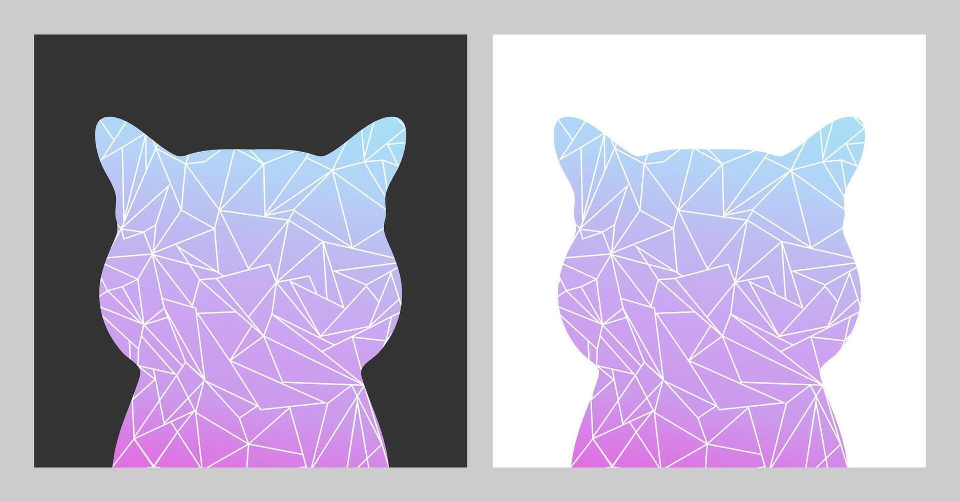 Abstract Cat silhouette with crystal pattern. Crystal cat silhouette vector