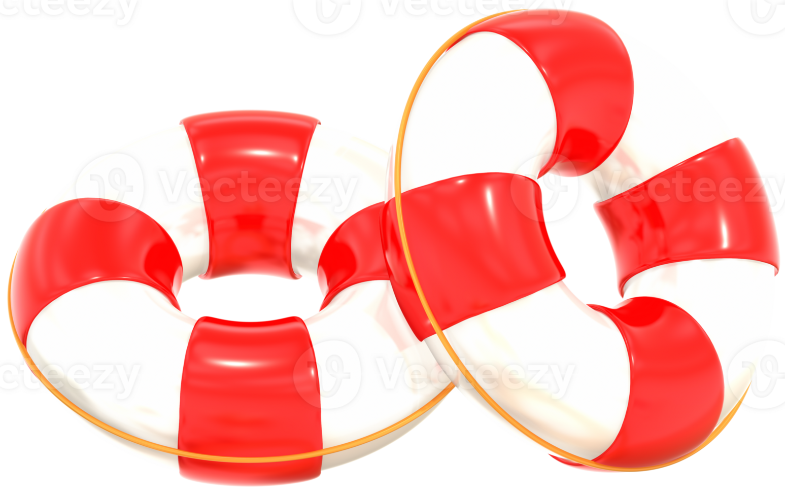 Life buoy 3D summer illustration with colorful png