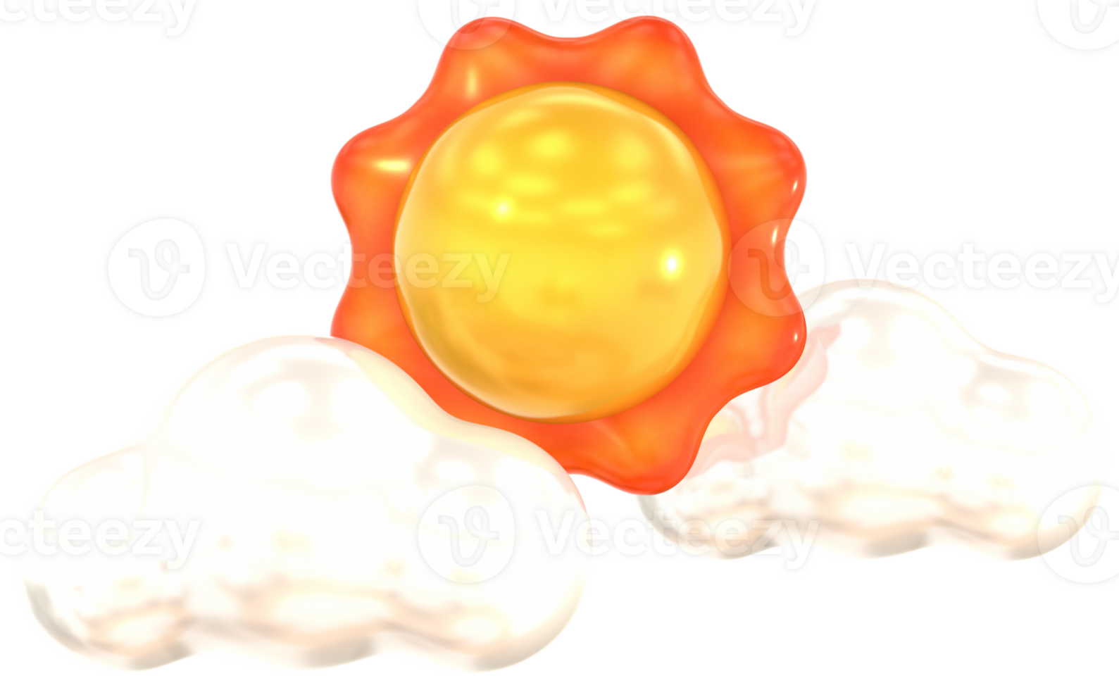 Sun with clouds 3D summer illustration with colorful png