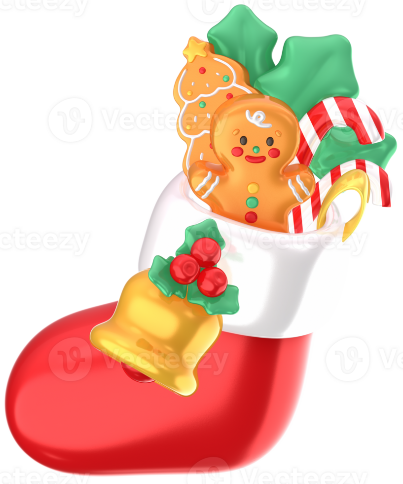 Stocking 3D Christmas festival illustration png