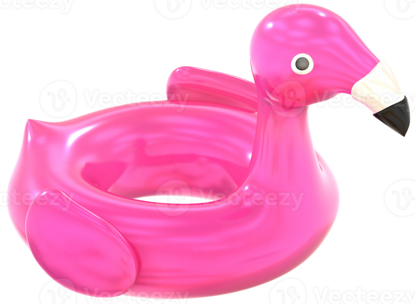 Flamingo swim ring 3D summer illustration with colorful png