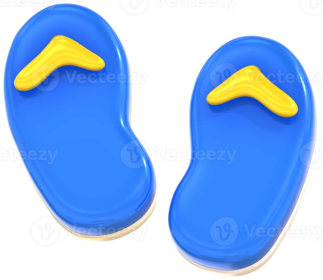 Flip flops 3D summer illustration with colorful png