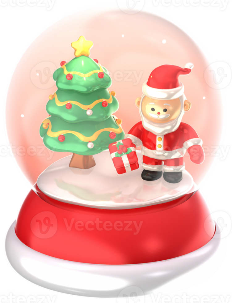 Santa Claus snow globe 3D Christmas festival illustration png
