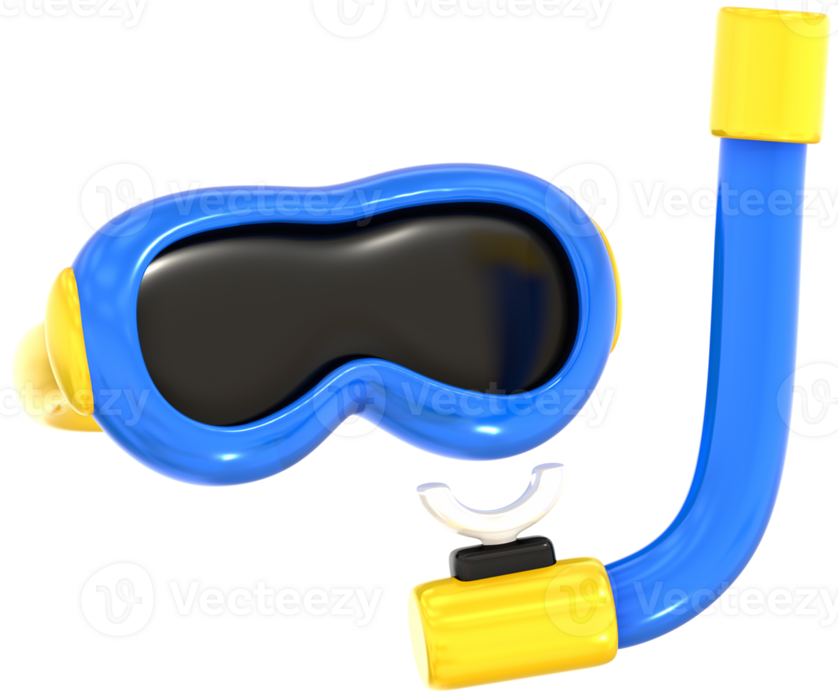 Snorkel mask 3D summer illustration with colorful png