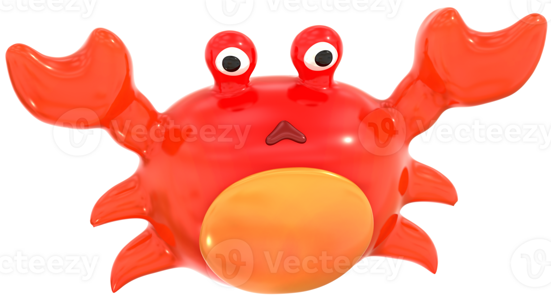 Crab 3D summer illustration with colorful png