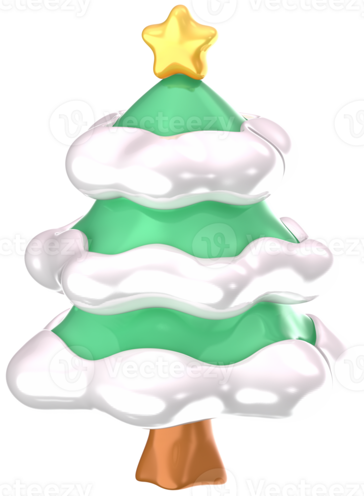 Christmas tree with snow 3D Christmas festival illustration png