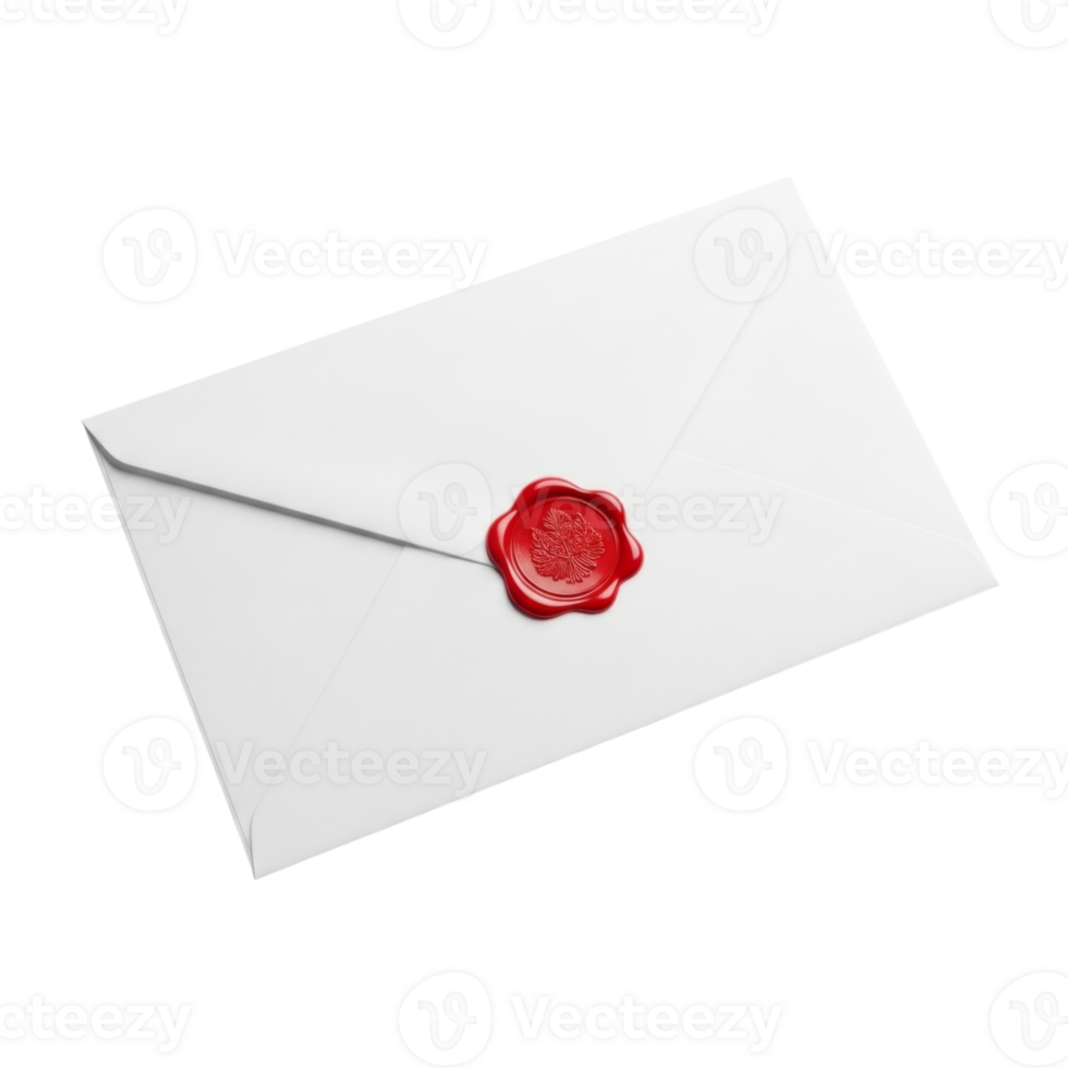 White envelope with red wax seal png