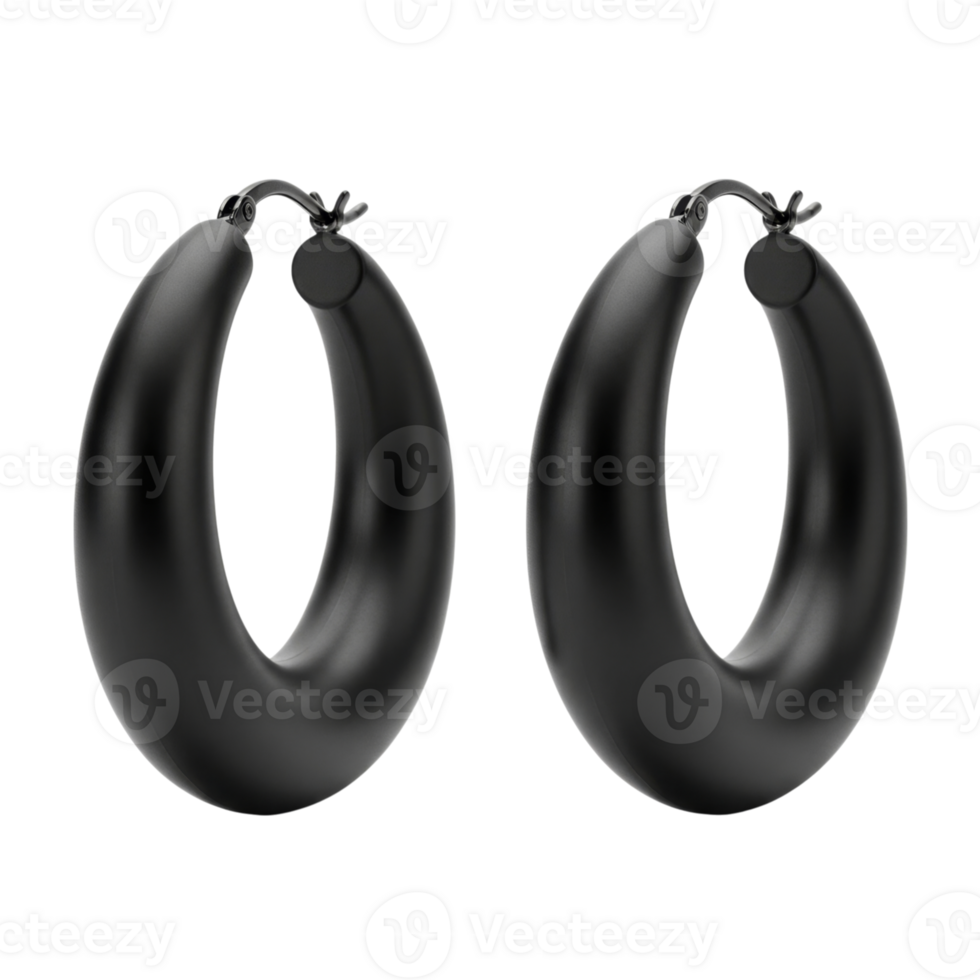 Black hoop earrings reflecting minimalist elegance and style png