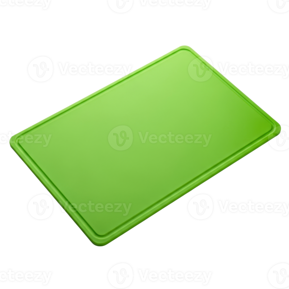 Green rectangular plastic cutting board with rounded edges png