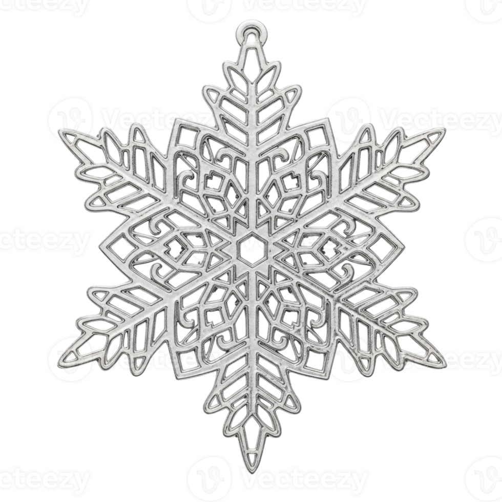 Intricate geometric snowflake ornament with hexagonal center png