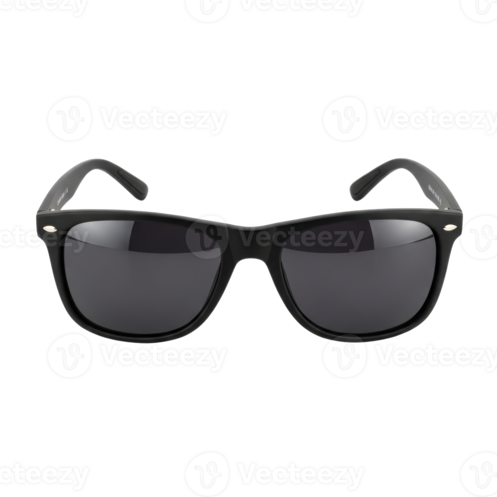 Classic black sunglasses with dark lenses png