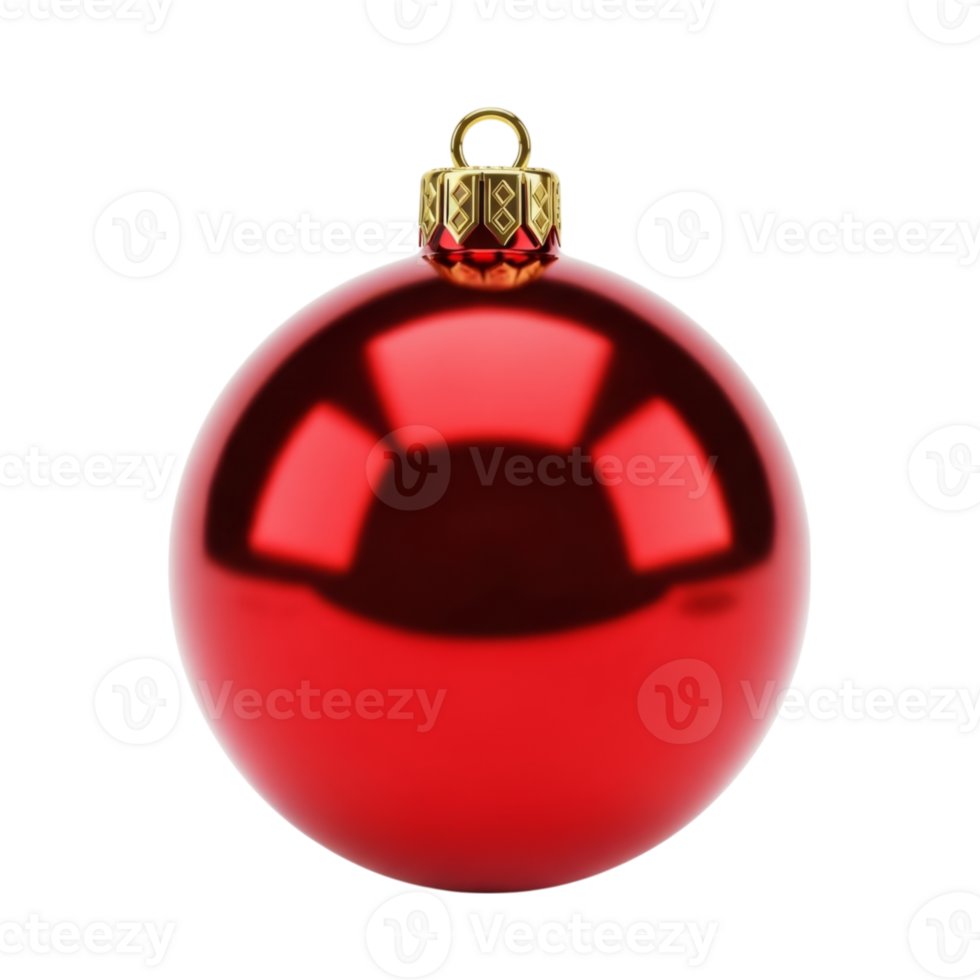 Shiny red christmas ornament with gold loop png