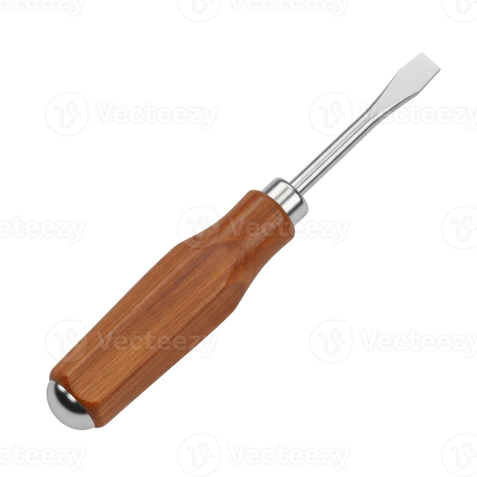 Wooden handled flathead screwdriver png