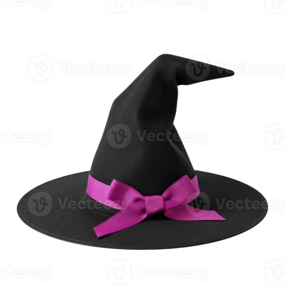 Black witch hat with pink ribbon png