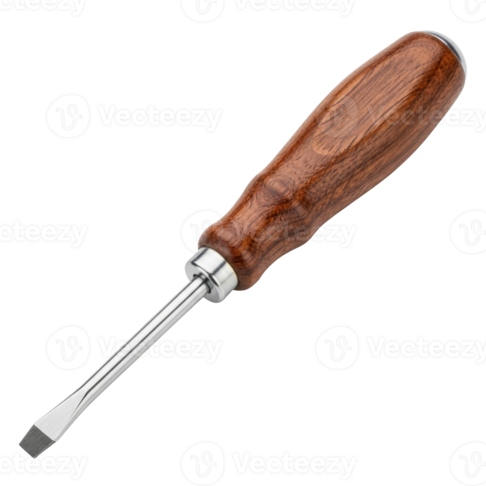 Flathead screwdriver with wooden handle png