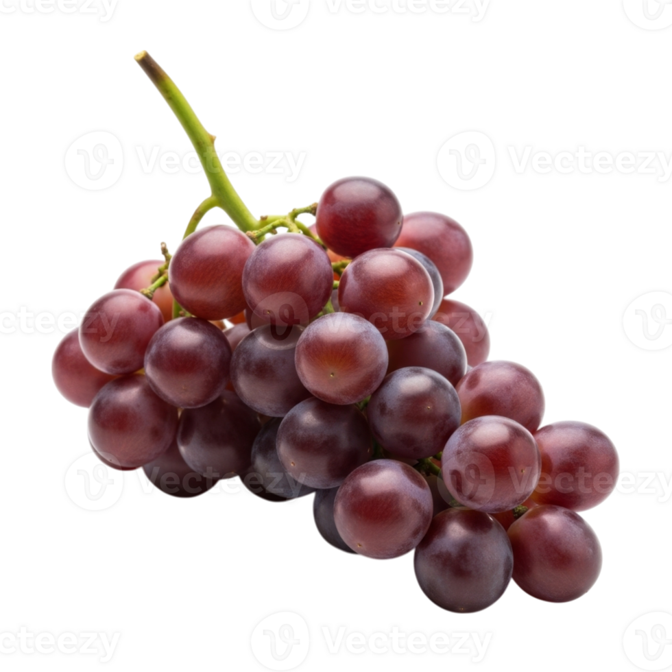 Fresh red grapes on stem isolated png