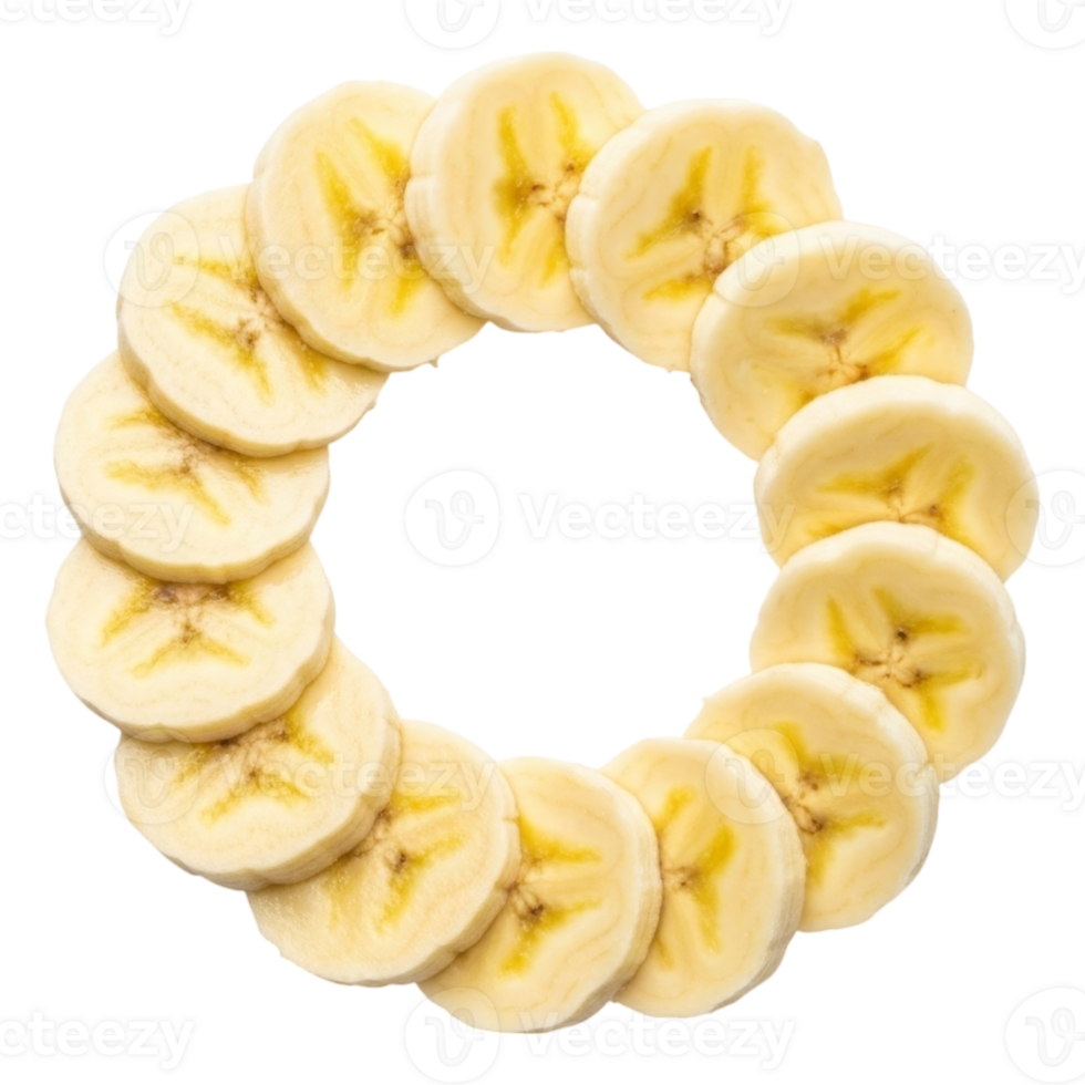 Circle of fresh banana slices png