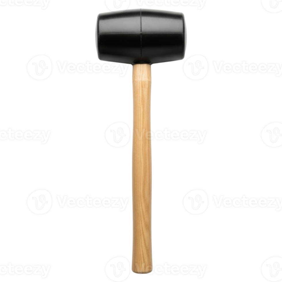 Black rubber mallet with wooden handle png