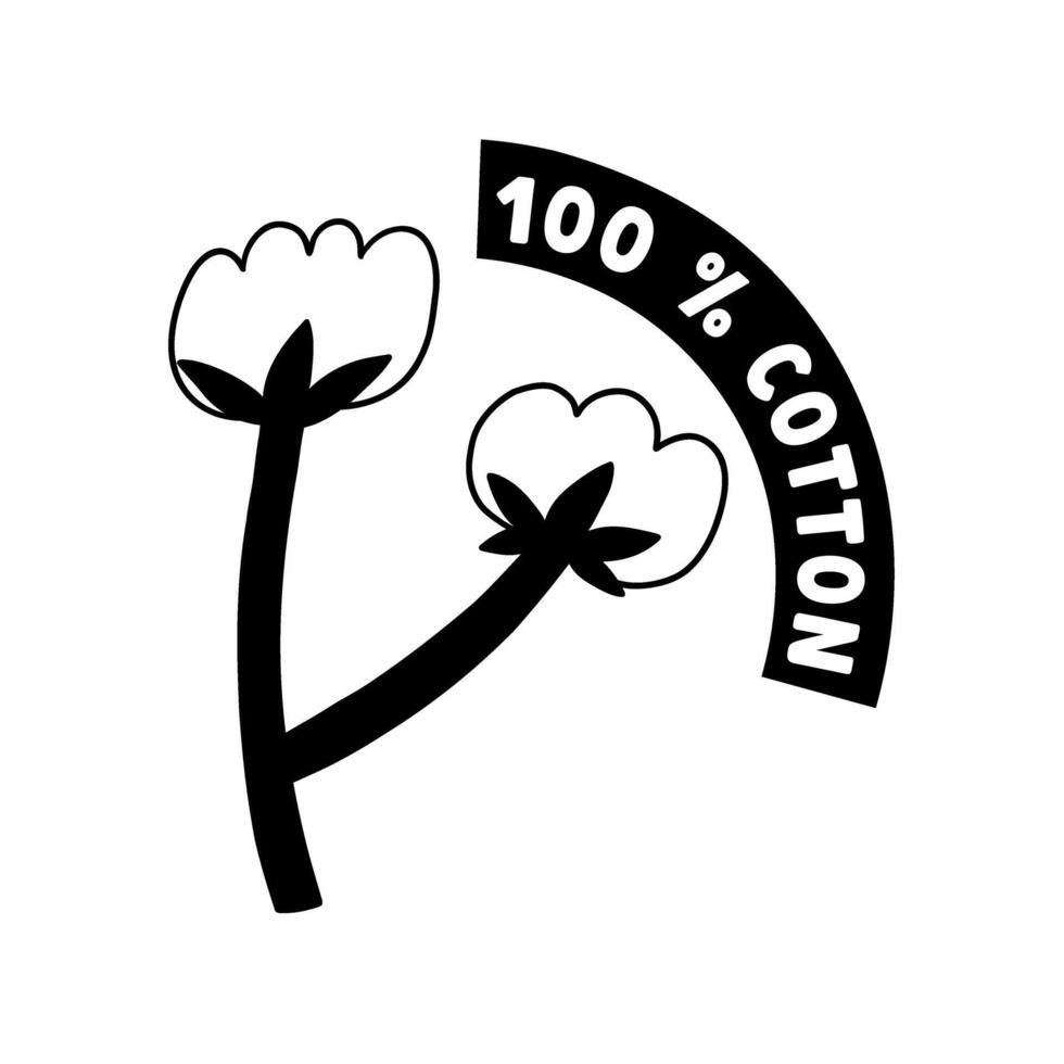 Cotton 100 organic plant icon logo vector