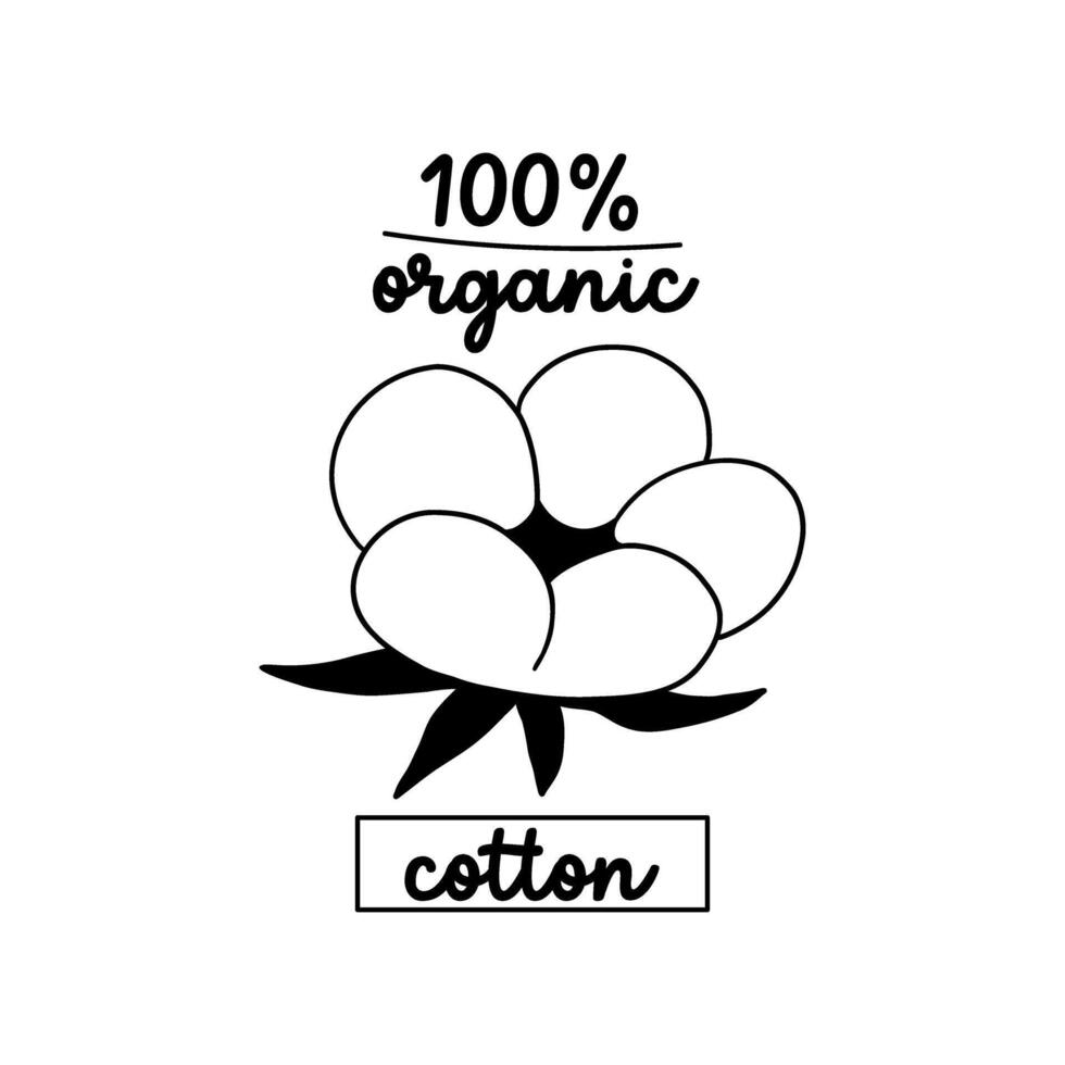Cotton 100 organic icon pure logo vector