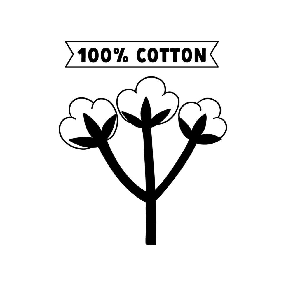 Cotton 100 organic icon line logo vector