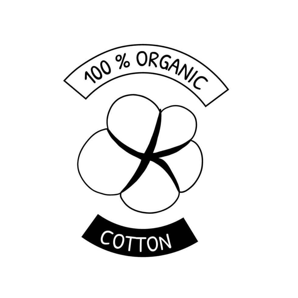 Cotton 100 organic icon logo vector